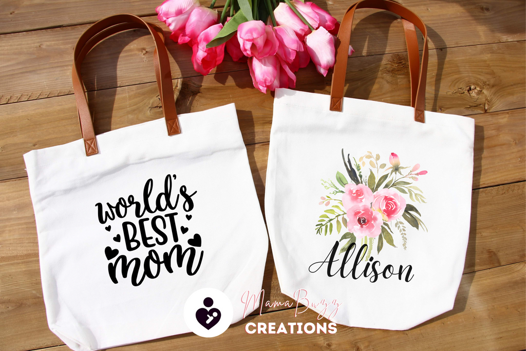 "World's Best Mom" "Tote Bag, Gift for her, Mother's gift, Mom's gift, Personalized Bag, Tote Bag - MamaBuzz Creations