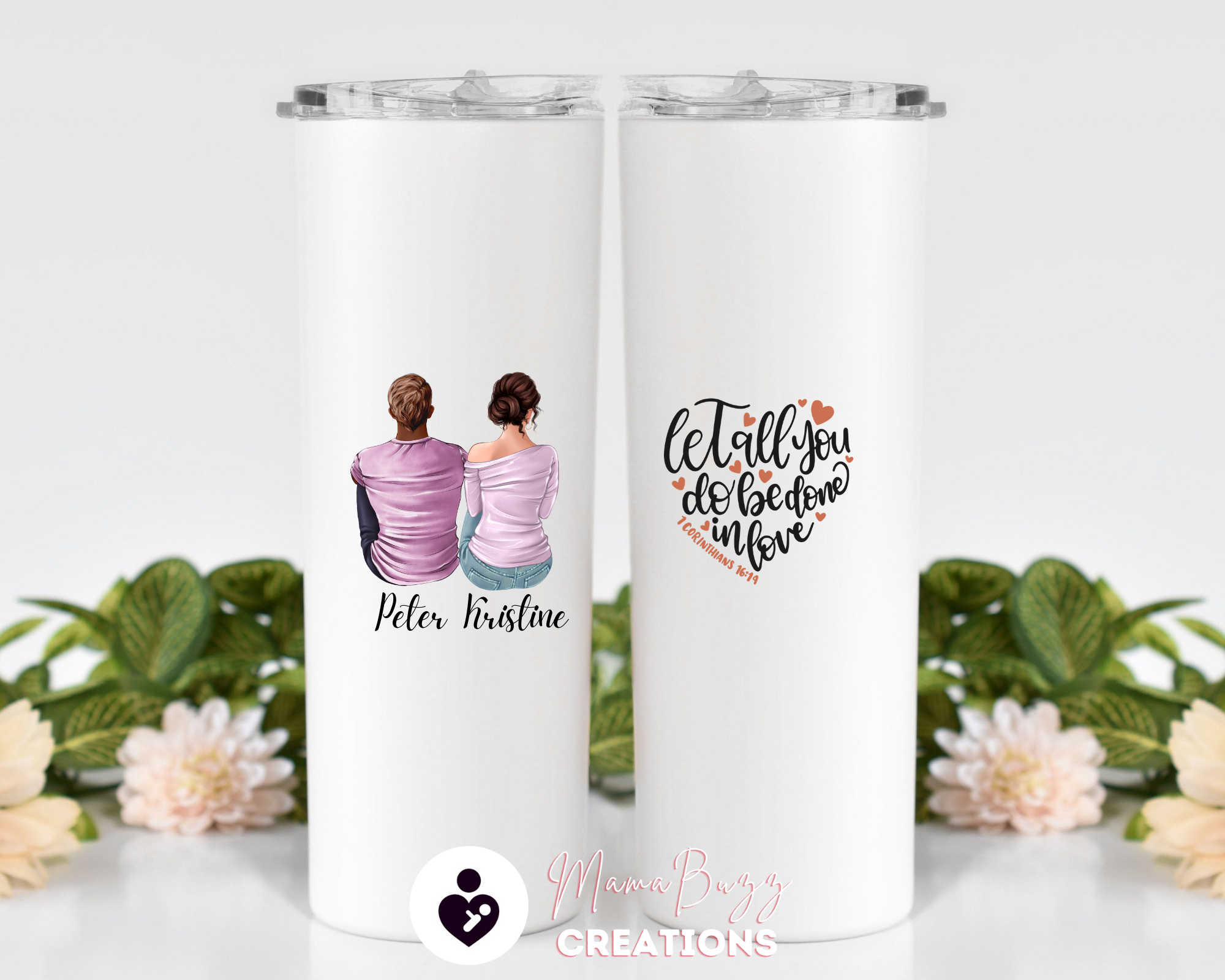 Valentines Gift,Custom Tumbler,Couples Gift,Personalized Tumbler Cup,Insulated Tumbler,Tumbler With Straw,Gifts for Couples,Valentines Day - MamaBuzz Creations