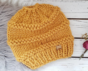 Messy Bun/Ponytail Beanie - MamaBuzz Creations