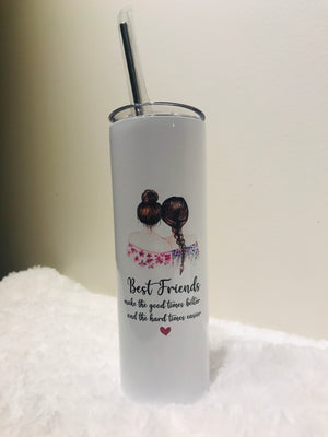 Bestie tumbler,Gift for Bestie, best friend tumbler,Personalized tumbler, best friend gift, bff,Skinny Tumblers 20oz blank white skinny cup with lid straw 20oz Stainless steel drinking cup vacuum insulated - MamaBuzz Creations