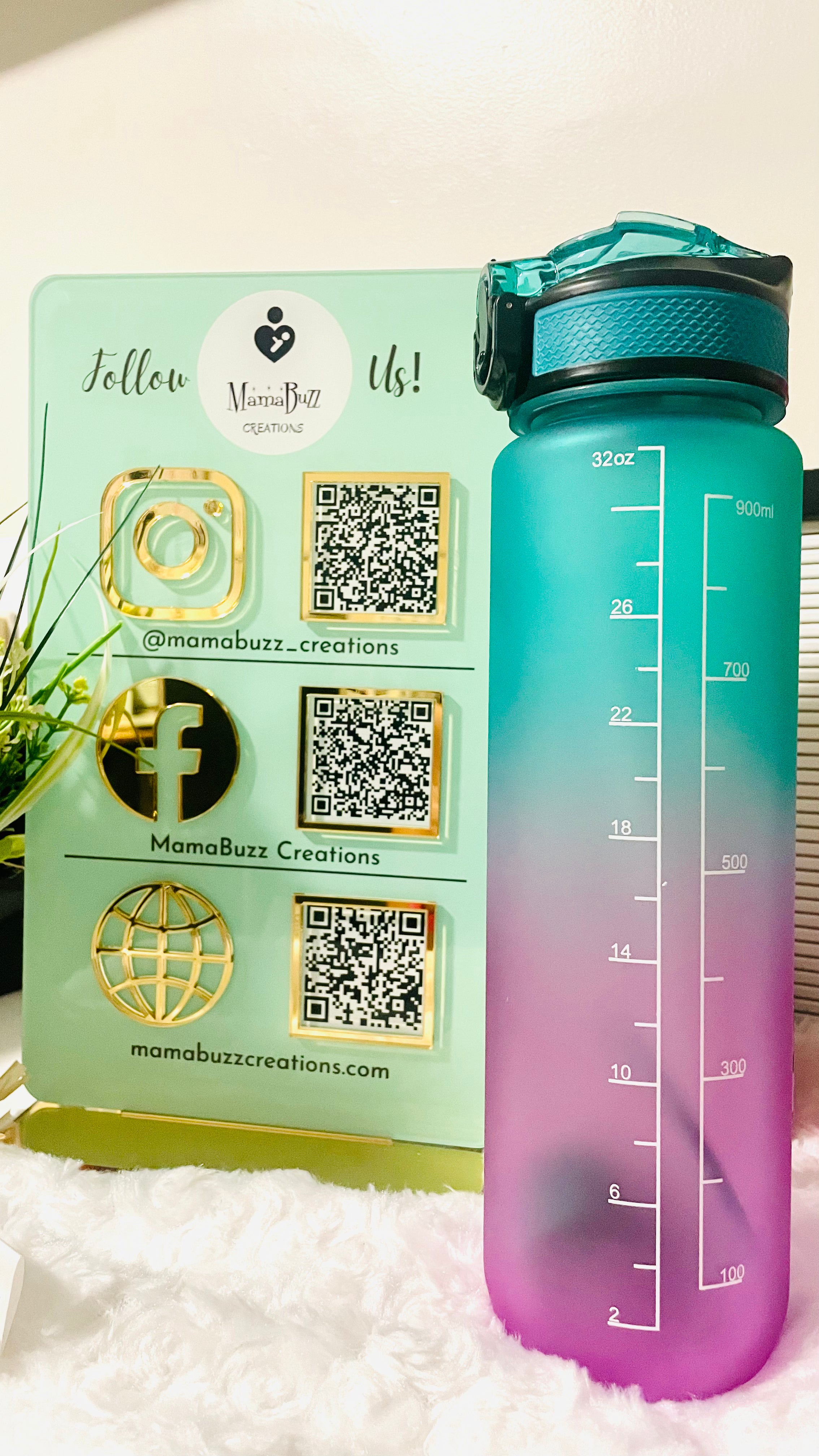 32 oz Timed Custom Name Motivational Water Bottle with straw-for gym, sports, yoga, running, hiking and exercise - MamaBuzz Creations