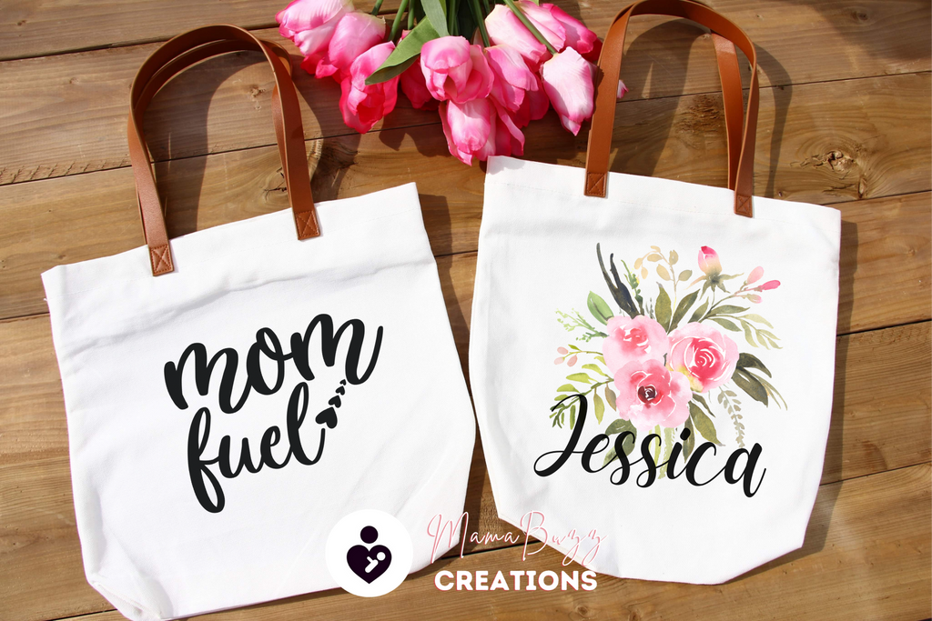"Mom Fuel" Tote Bag, Gift for her, Mom's Gift, Personalized Gift, Custom Designs - MamaBuzz Creations