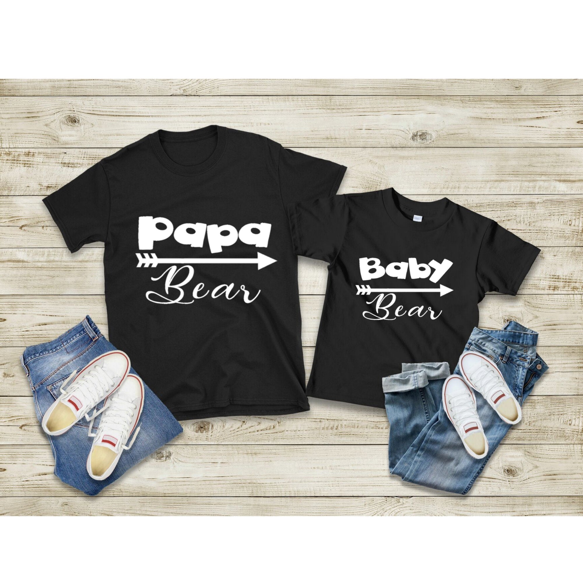 Papa Bear Mens Tee & Baby Bear Toddler/Infant Tee Father daughter Matching Shirts Father Son Matching Shirts - MamaBuzz Creations