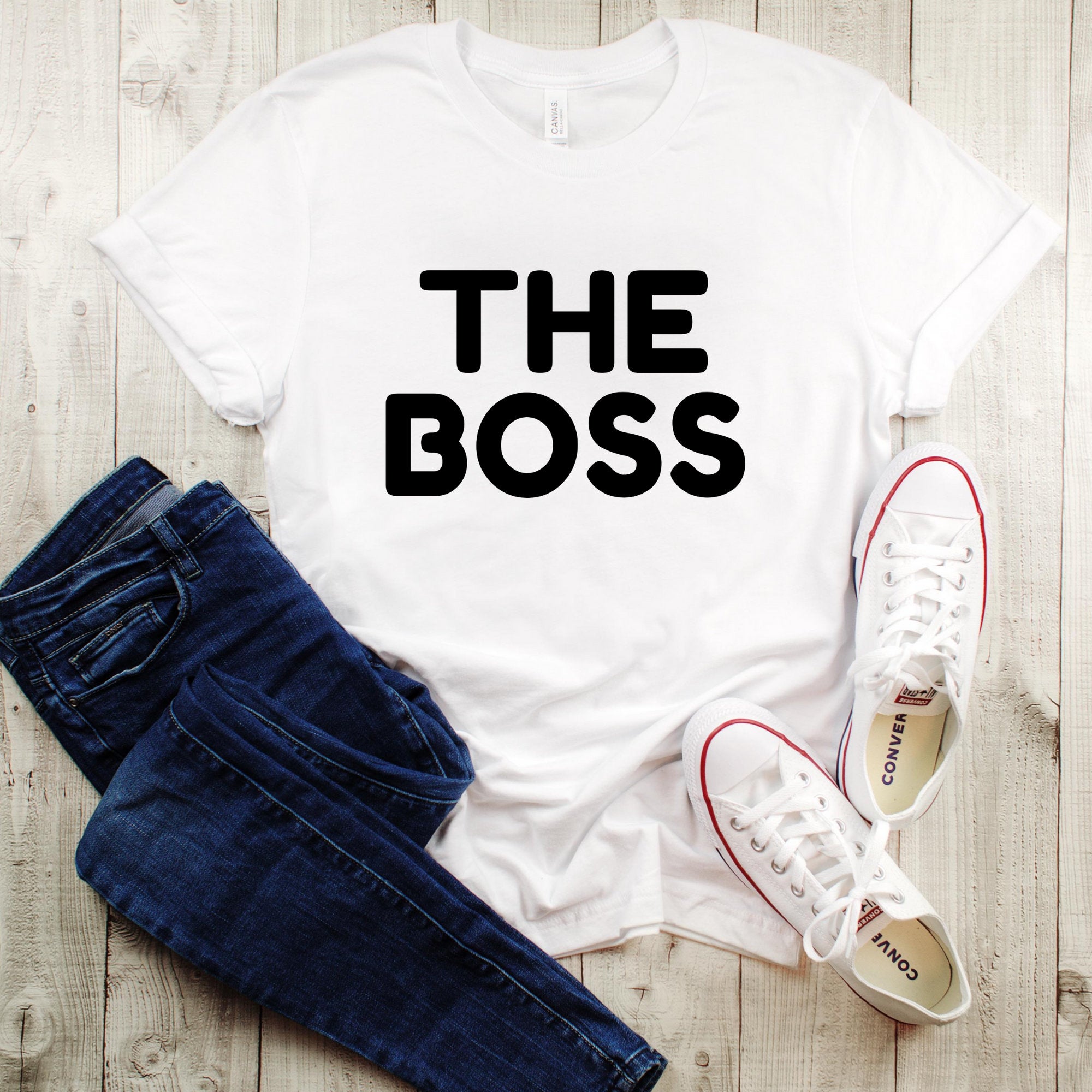 The Boss - The Real Boss Matching Couples Shirts, Mens Tee and Womens Tee,Gift for Her,Gift for Him, Matching Tee,Matching Couple Shirts - MamaBuzz Creations