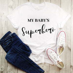 My Babys Superhero Ladies Tee & Your Next Superhero Baby or Toddler Tee Mother Son Matching Shirts Mother daughter Matching Shirts - MamaBuzz Creations