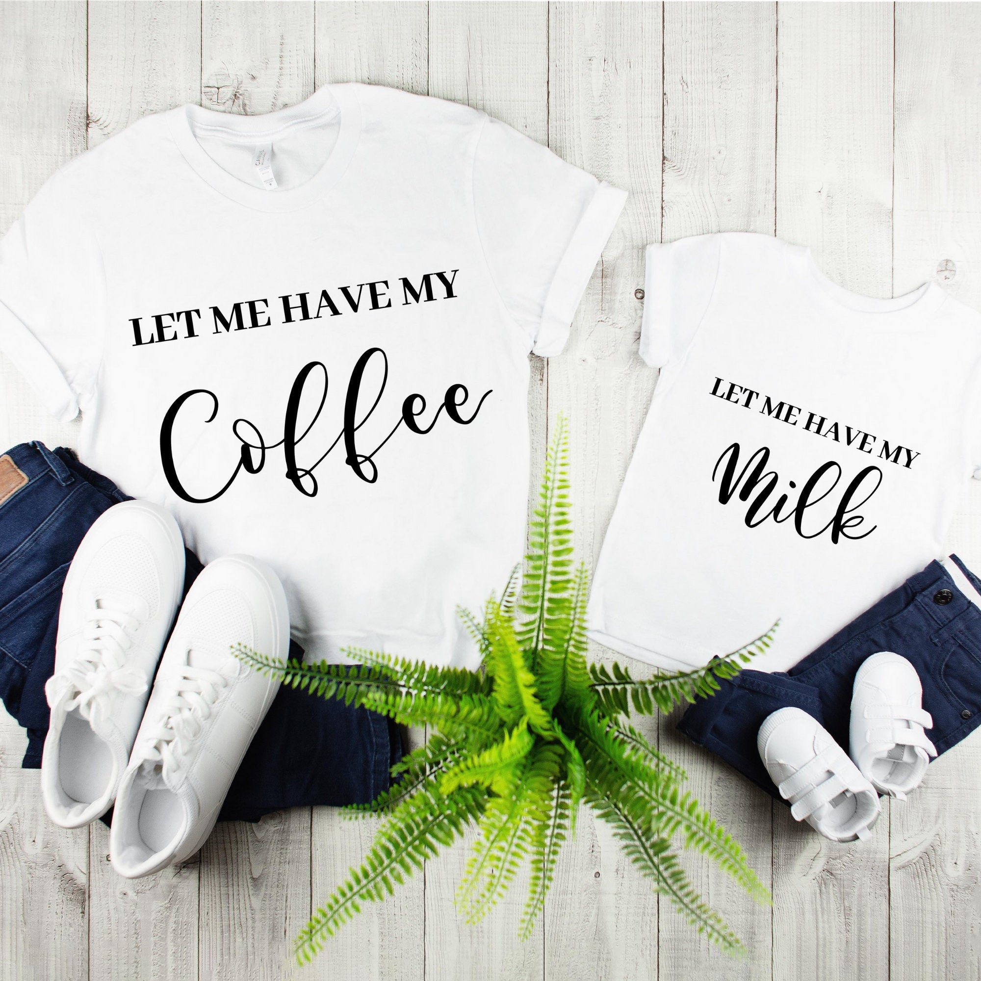 Father and Son Matching Shirts,Daddy And Me Matching,Let Me Have My Coffee-Let Me Have My Milk Tee,Gift For Dad And Son, Dad And Son Shirts - MamaBuzz Creations