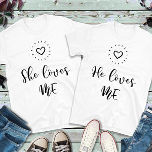 She Loves Me - He Loves Me Matching Couples Shirts, Mens Tee and Womens Tee - MamaBuzz Creations