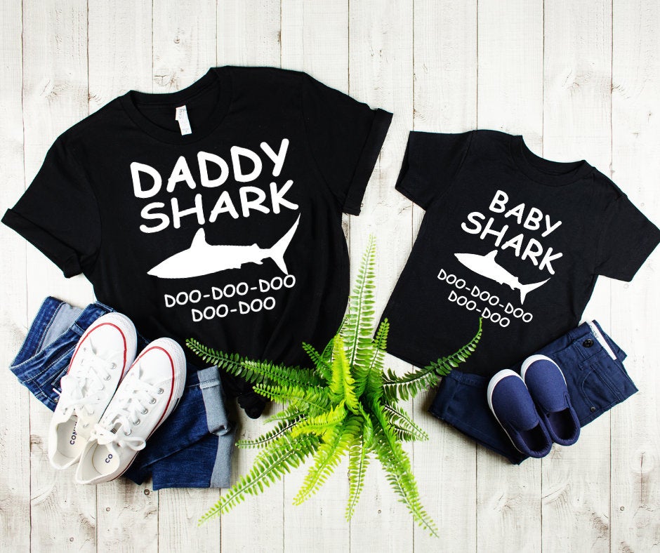 Daddy Shark Mens Tee & Baby Shark Toddler Tee  Father Son Matching Shirts - MamaBuzz Creations