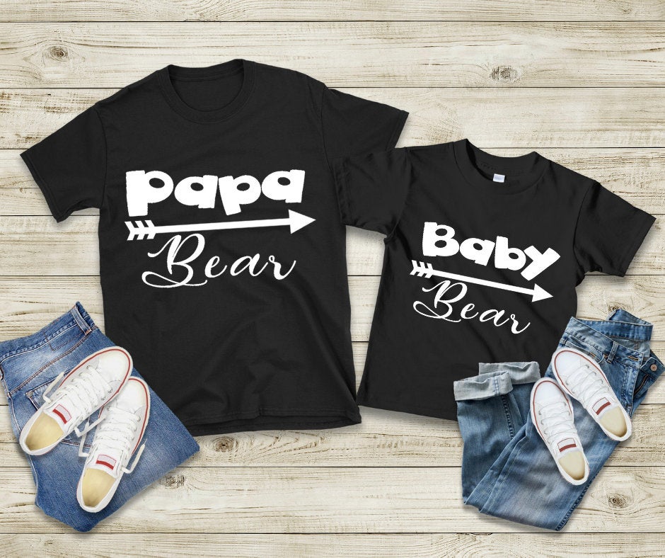 Papa Bear Mens Tee & Baby Bear Toddler Tee Father daughter Matching Shirts Father Son Matching Shirts - MamaBuzz Creations
