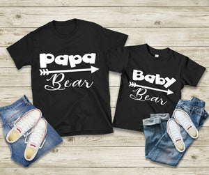 Papa Bear Mens Tee & Baby Bear Toddler Tee Father daughter Matching Shirts Father Son Matching Shirts - MamaBuzz Creations