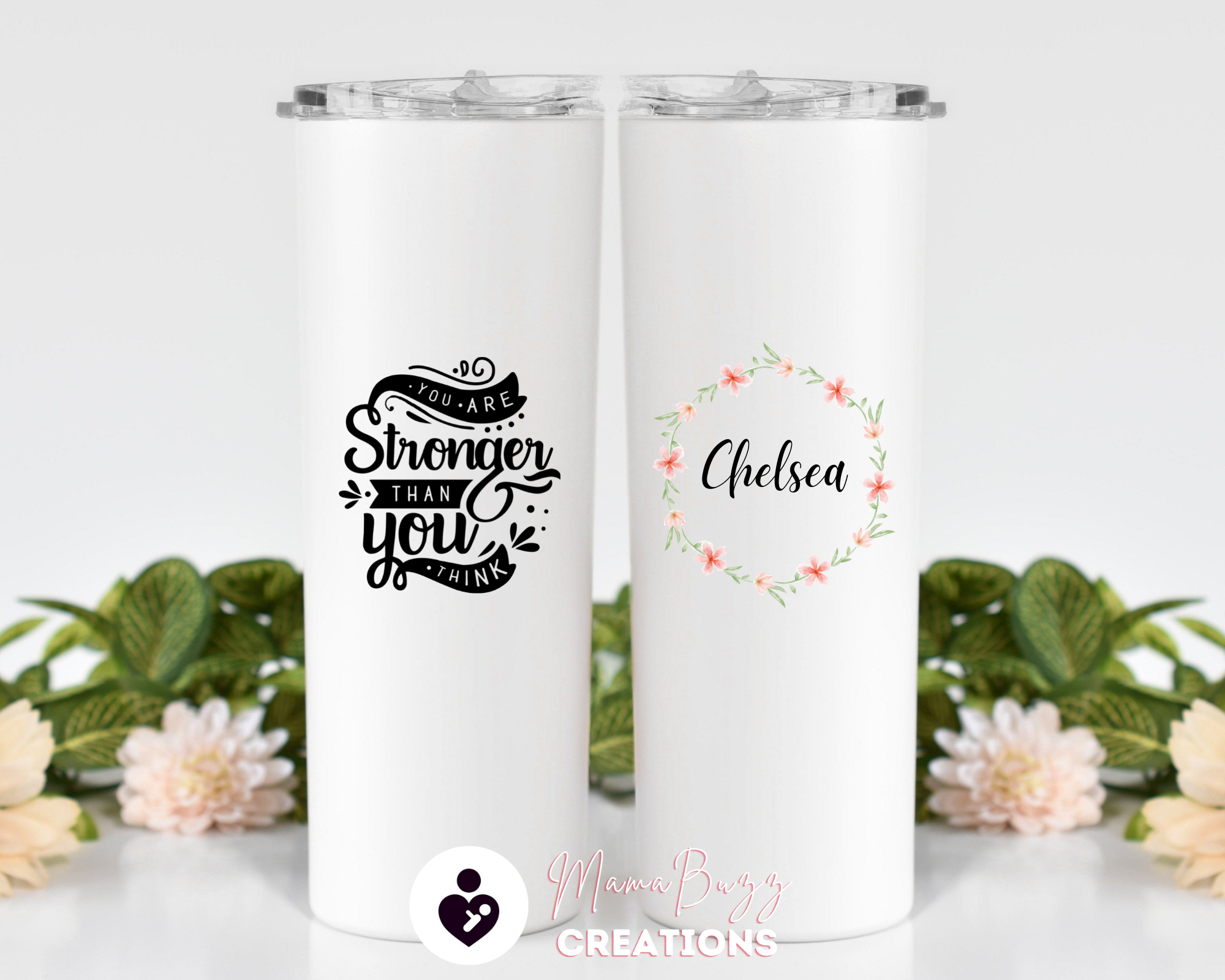 Custom Name 20 oz skinny tumbler - MamaBuzz Creations