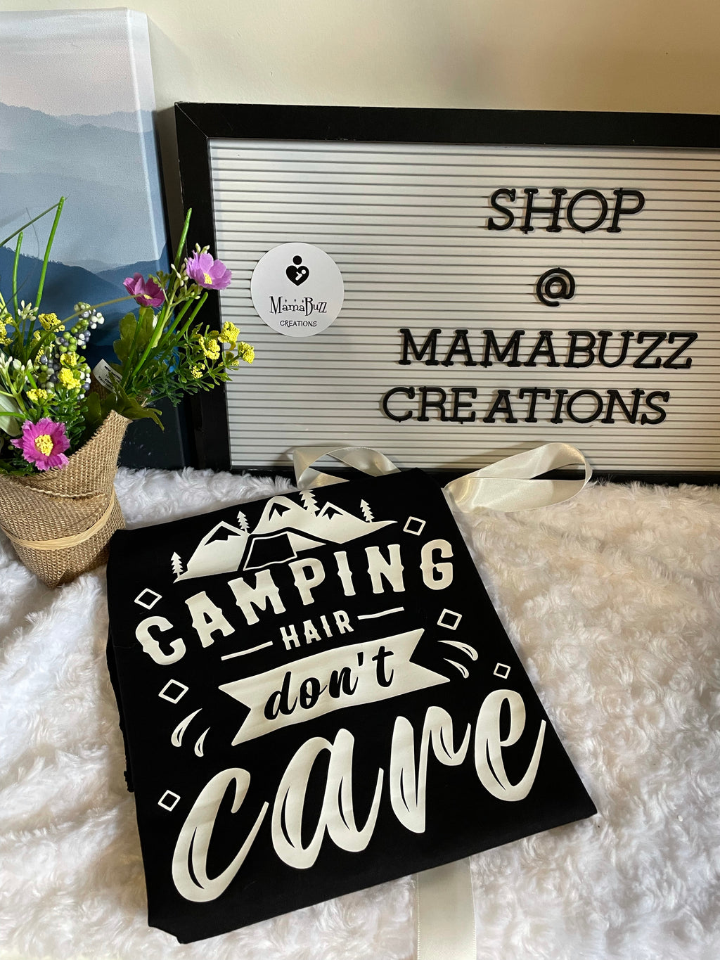 “Camping Hair Don’t Care” Women's Racerback Tank - MamaBuzz Creations