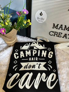 “Camping Hair Don’t Care” Women's Racerback Tank - MamaBuzz Creations